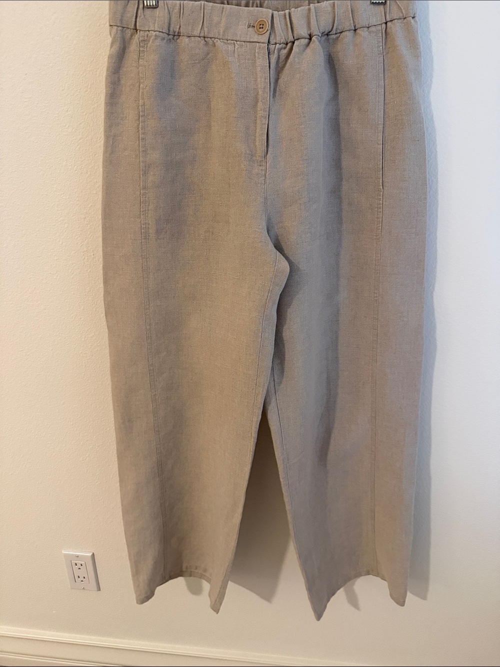 Eileen Fisher Neutral Cropped Elastic-Waist Pants